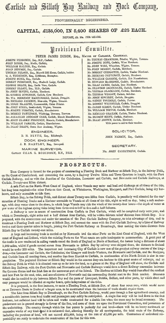 1856 Silloth Railway Prospectus