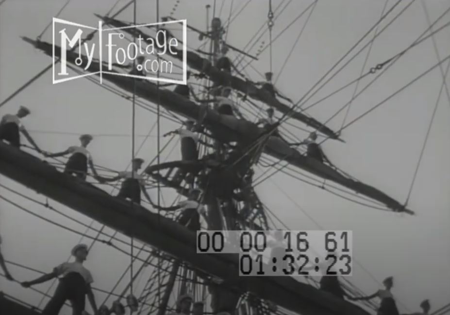 1936 US Navy Training On A Square Rigger Silent Movie