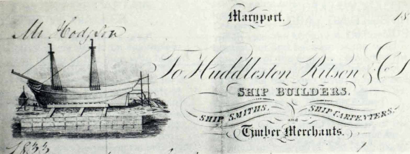 Advert Huddleston Ritson Ship Builders Ship Smiths Ship Carpenters Timber Merchants 1833