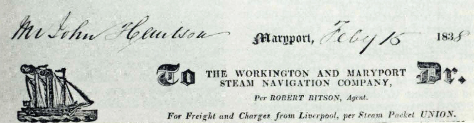 Advert Workington and Maryport Steam Navigation Co Ritson Agent steam packet Liverpool