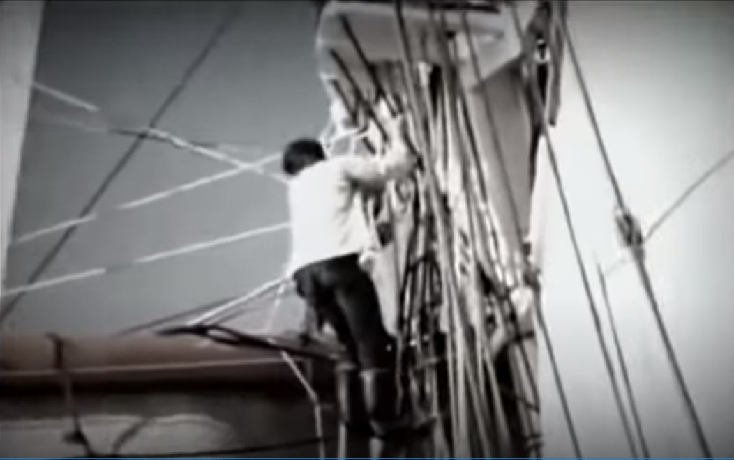 Climbing In The Sail Rigging