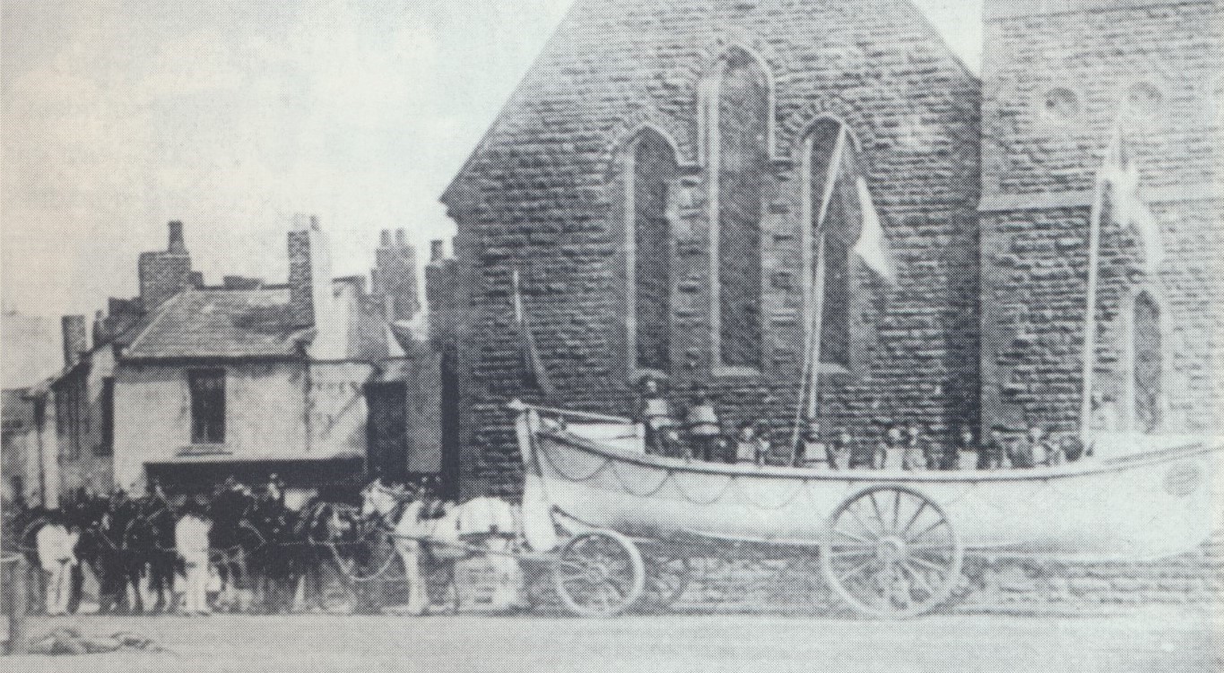 Lifeboat Henry Nixon outside Christ Church Maryport 1884 2