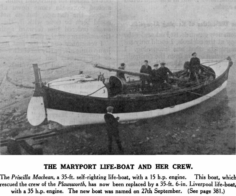 Maryport Life Boat Priscilla Macbean and her crew 1934 with text