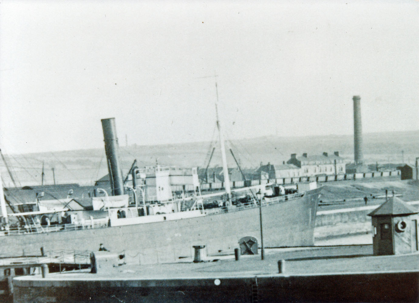 Maryport Harbour Senhouse Dock Steamship With Factory Chimney Behind