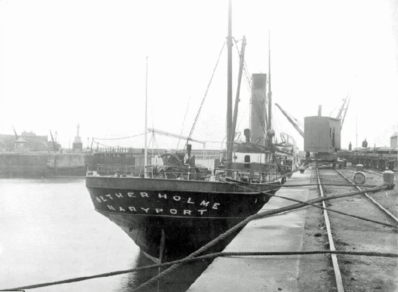Maryport Harbour Senhouse Dock Ship Nether Holme Moored On Quay
