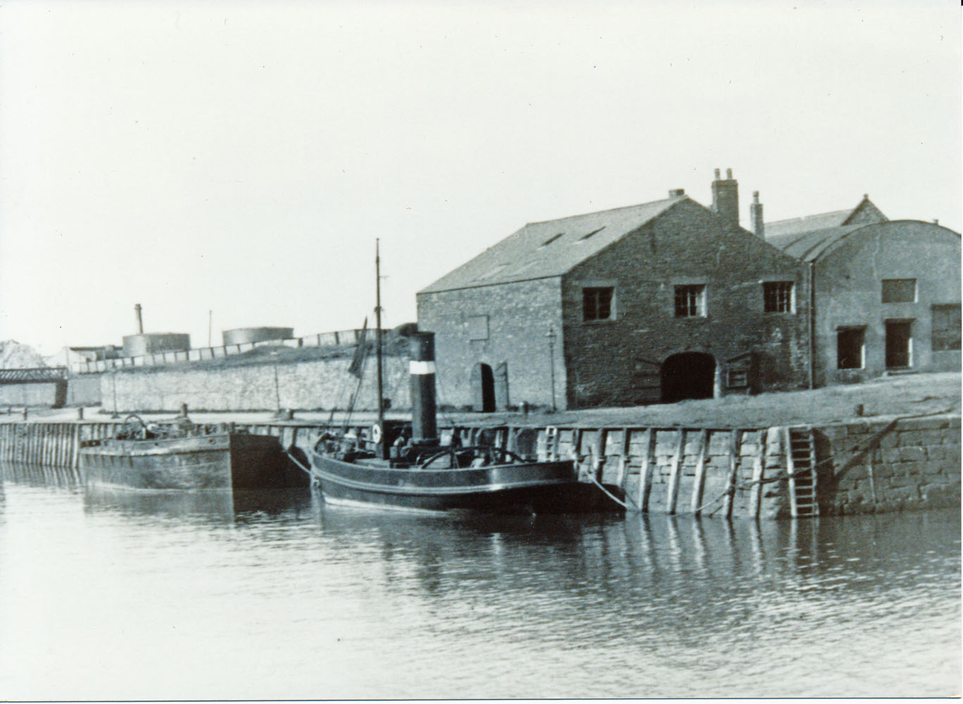 Maryport Harbour Steam Tug And Barge Moored