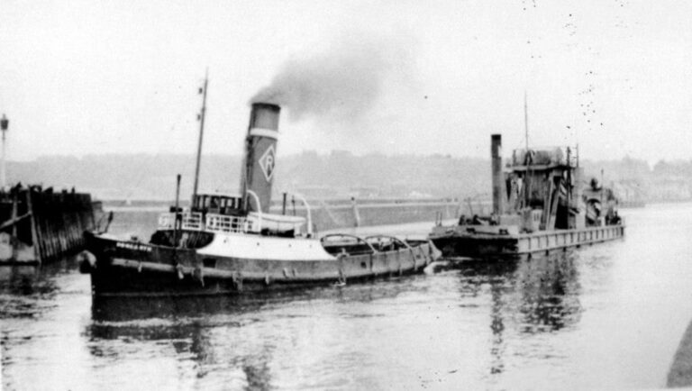 Maryport Harbour Steam Tug Towing Dredger Notice Warned Small