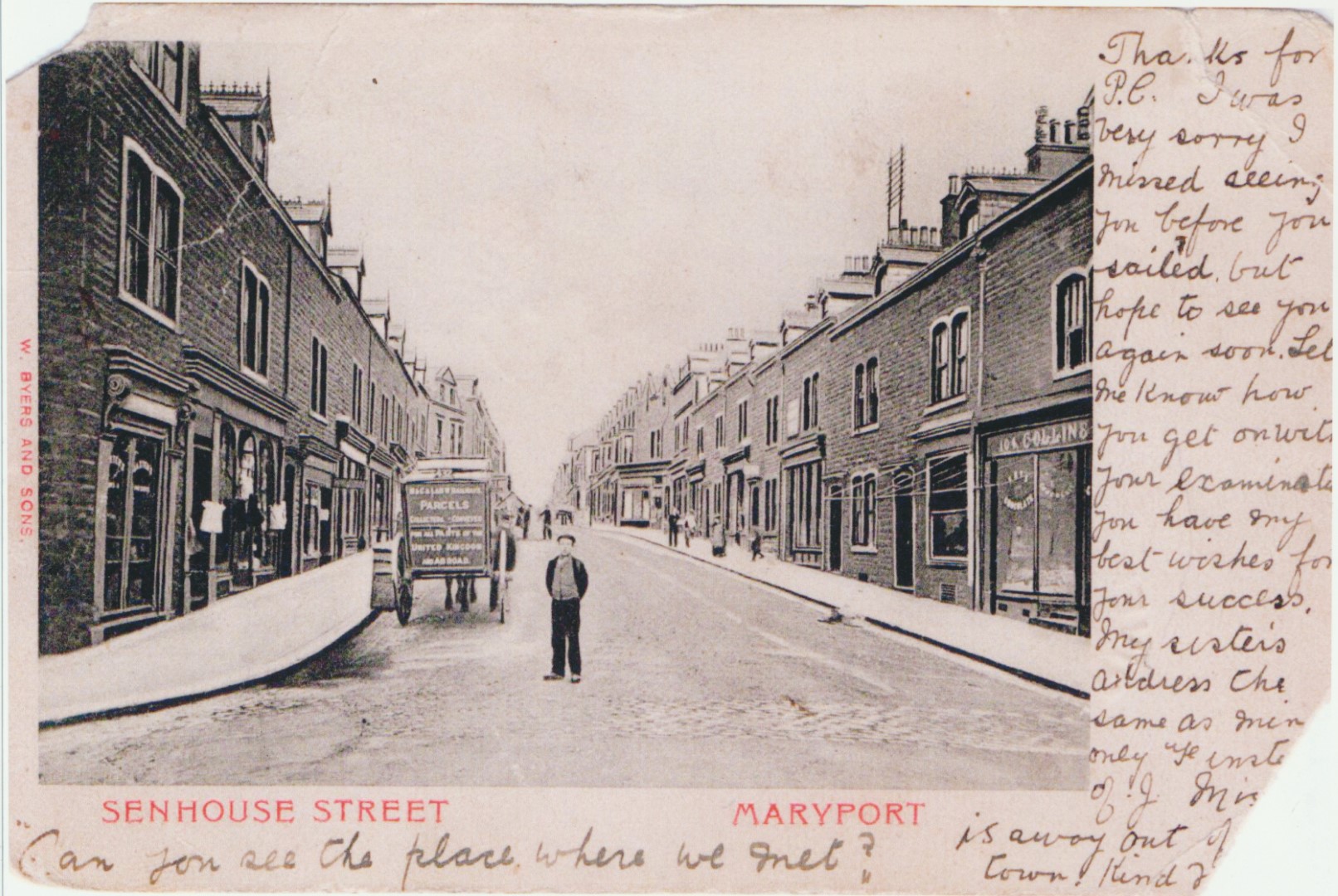 Senhouse Street from Curzon Street boy horse parcel delivery notes on picture