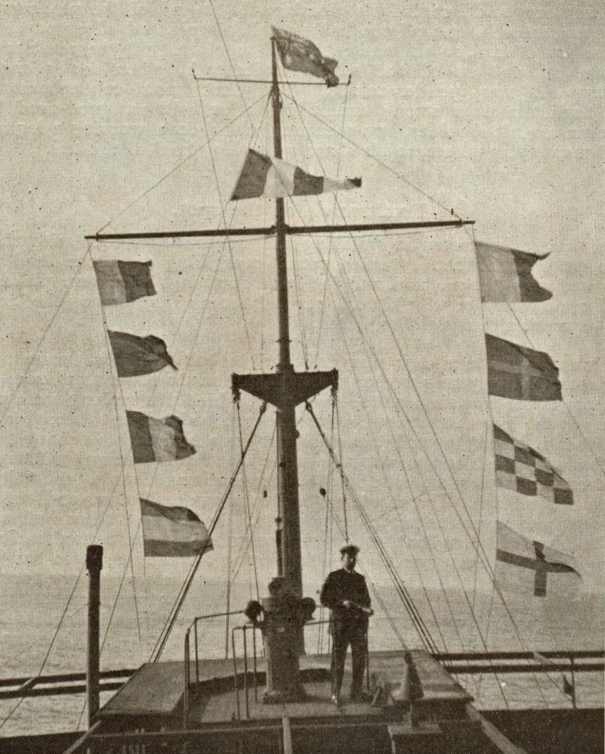 Signalling at sea with flags Sea Breezes July 1927