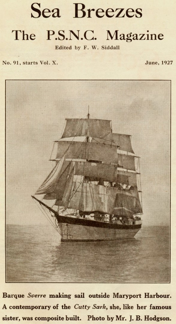 Sverre barque at Maryport was like the Cutty Sark cover page Sea Breezes June 1927