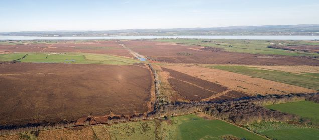 Train line across the moss to Solway Firth sank in deep peat moss jpg